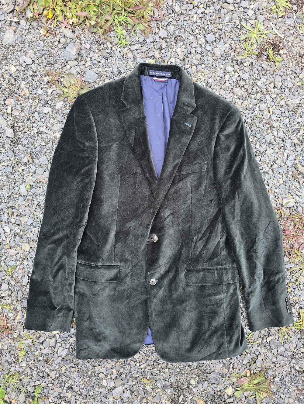 Tommy Hilfiger Green Velour Velvet Blazer Sports Coat Size 40S